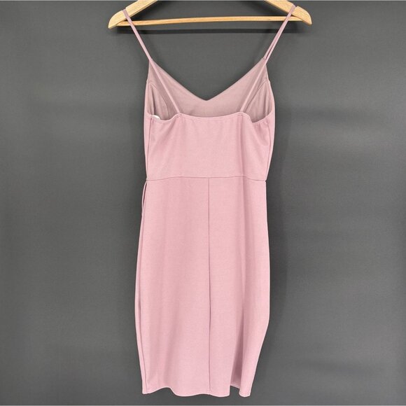 Lulus Draped V-Neck Spaghetti Strap Mini Dress S Dusty Pink Formal Wedding Guest - Picture 2 of 8